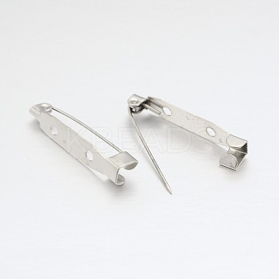 Iron Brooch Pin Back Safety Catch Bar Pins with 2 Holes IFIN-A171-04B-1