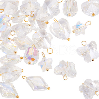 30Pcs 6 Styles Glass Pendants PALLOY-TAC0200-1