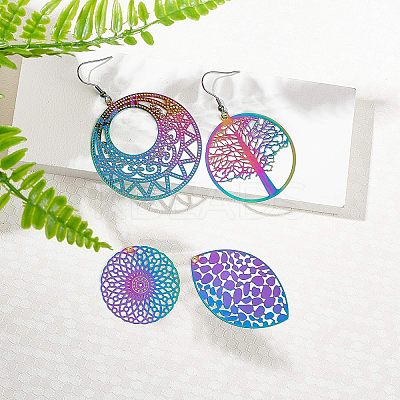 201 Stainless Steel Filigree Pendants STAS-UN0003-28-1