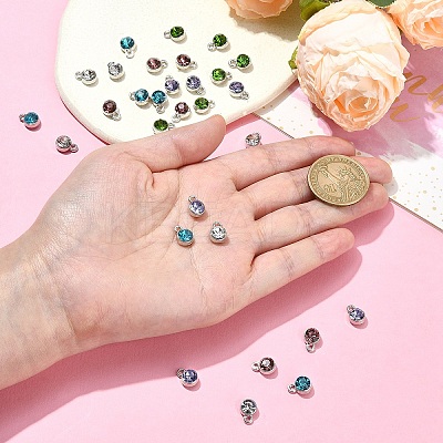30Pcs 5 Colors Flat Round Alloy Charms RGLA-YW0002-06-1