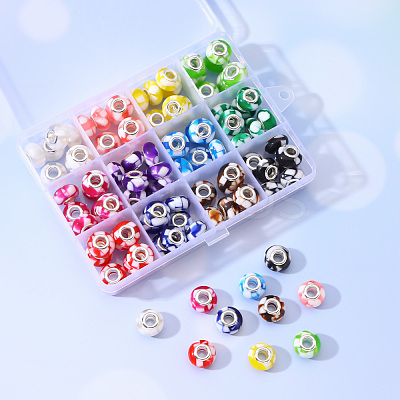 96Pcs 12 Style Resin European Beads RPDL-YW0001-01-1