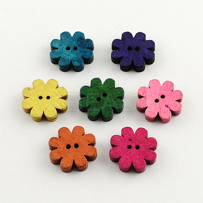 2-Hole Dyed Wooden Buttons BUTT-R031-220-1