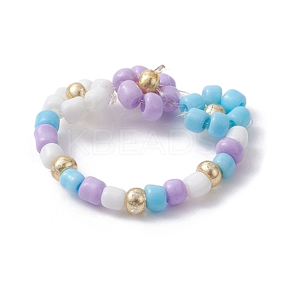 3Pcs 3 Style Glass Seed Beaded Stretch Rings Set RJEW-JR00616-01-1
