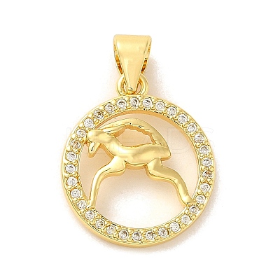 Zodiac Theme Brass Micro Pave Cubic Zirconia Pendants KK-M273-05L-G-1