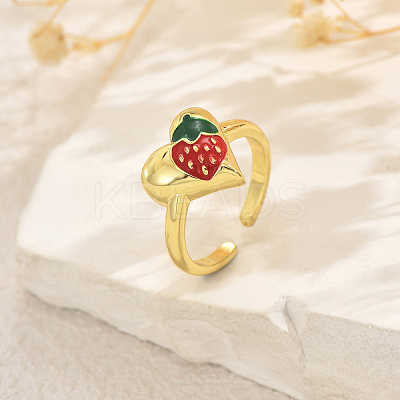Fruit Themes Brass Cuff Open Rings for Women FC9265-2-1