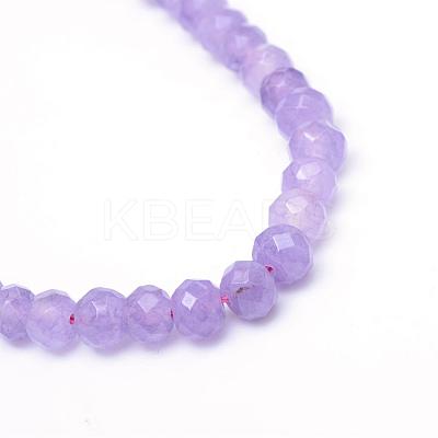 Faceted Rondelle Dyed Natural White Jade Bead Strands G-R343-6x8-03-1