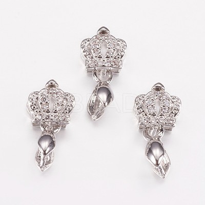 Long-Lasting Plated Brass Micro Pave Cubic Zirconia Ice Pick Pinch Bails ZIRC-F069-22P-1