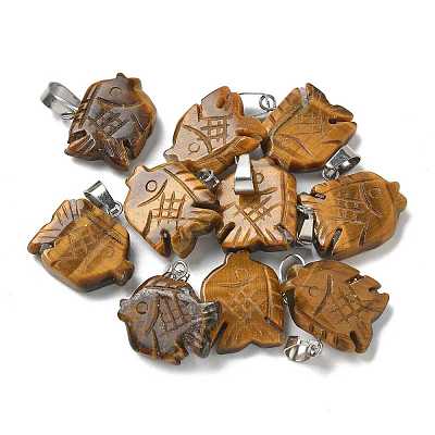 Natural Tiger Eye Pendants G-B127-16P-04-1
