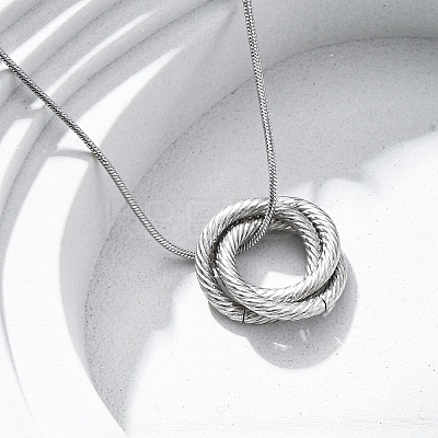 304 Stainless Steel Triple Circles Pendant Necklaces for Women NJEW-Z044-14P-1