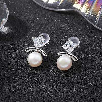 Natural Pearl Ear Studs EJEW-P286-25P-1