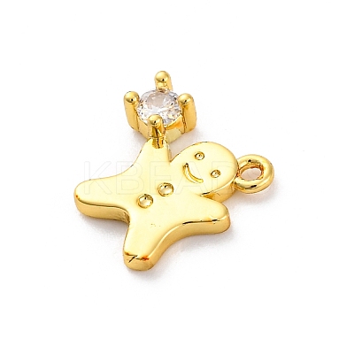 Rack Plating Brass with Cubic Zirconia Pendants KK-Q010-13G-1