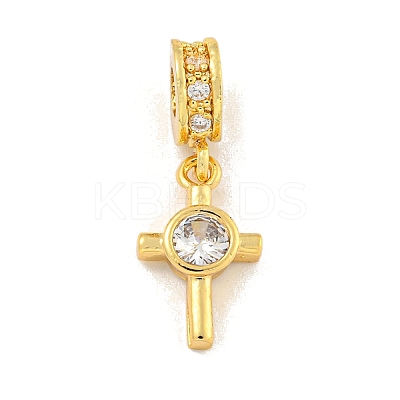 Brass Micro Pave Clear Cubic Zirconia Pendants KK-U007-02G-09-1