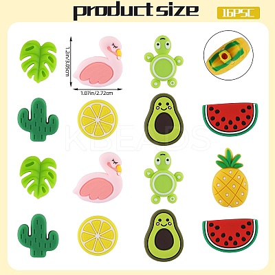 16Pcs 8 Styles Food Grade Silicone Focal Beads SIL-SZ0002-20-1