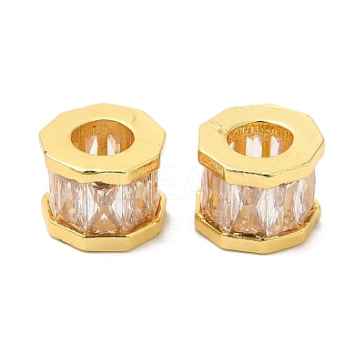 Rack Plating Brass Cubic Zirconia European Beads KK-R147-02G-1