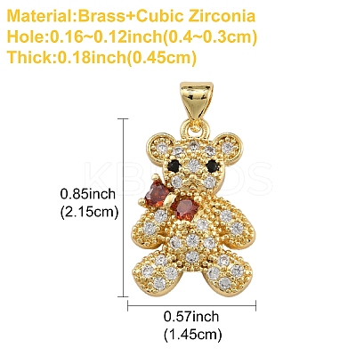 1Pc Rack Plating Brass Micro Pave Clear Cubic Zirconia Pendants KK-YW0002-57-1