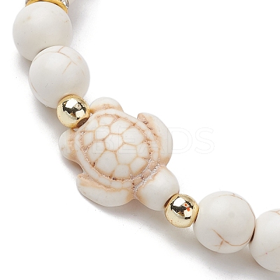Tortoise Synthetic Turquoise Stretch Bracelets for Women BJEW-JB10106-05-1