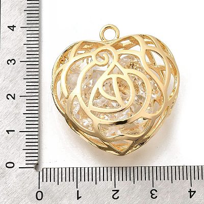 Brass with Cubic Zirconia Pendants KK-E792-30G-03-1