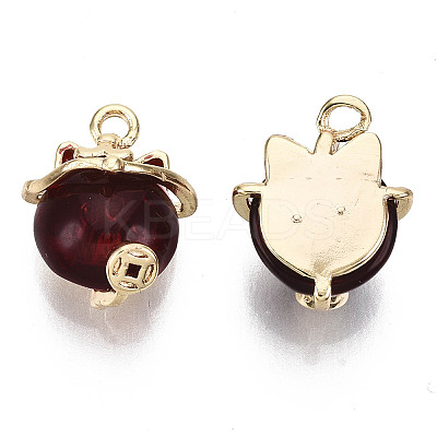 Brass Enamel Resin Pendants KK-N231-150-NF-1