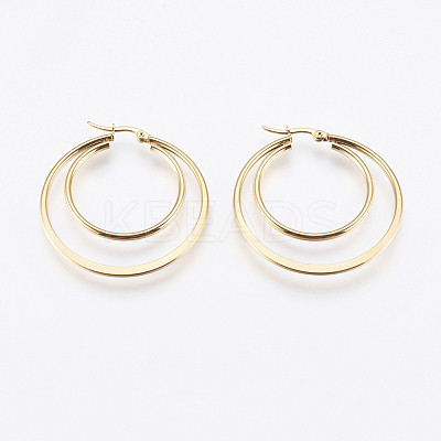 201 Stainless Steel Hoop Earrings EJEW-I213-B-02G-1