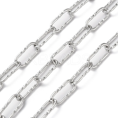 Tarnish Resistant 304 Stainless Steel Textured Paperclip Chains CHS-G027-04P-1