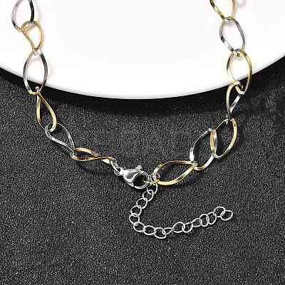 304 Stainless Steel Teardrop Link Chain Necklaces for Women Men NJEW-A058-02GP-1