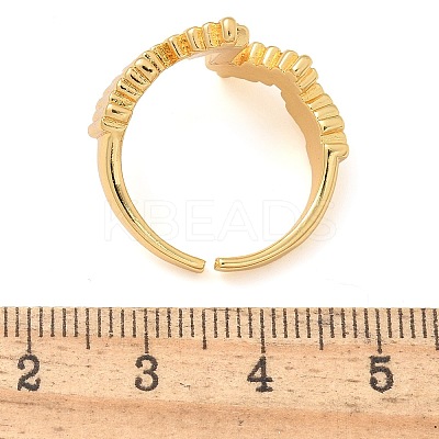 Brass Micro Pave Clear Cubic Zirconia Cuff Finger Rings for Women RJEW-B112-07G-1
