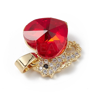 Real 18K Gold Plated Rack Plating Brass Micro Pave Cubic Zirconia Pendants KK-C015-02G-11-1