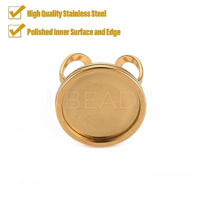 201 Stainless Steel Cuff Ring Findings STAS-S080-040E-G-1