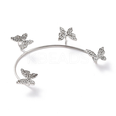 Butterfly Crystal Rhinestone Cuff Earrings for Girl Women Gift EJEW-F275-02A-P-1