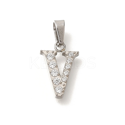 304 Stainless Steel Micro Pave Cubic Zirconia Pendants STAS-H228-02P-05-1