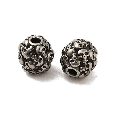 Retro Rondelle Skull 316 Stainless Steel European Large Hole Beads STAS-F072-05-01-1