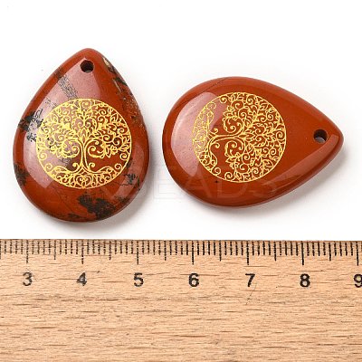 Natural Red Jasper Drop Pendants G-C158-01H-1