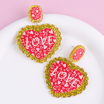 Valentine's Day Acrylic Dangle Stud Earrings FS-WG3830D-03-1
