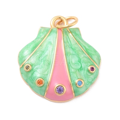 Eco-Friendly Brass Micro Pave Cubic Zirconia with Enamel Pendants LS-KK-K268-25G-1