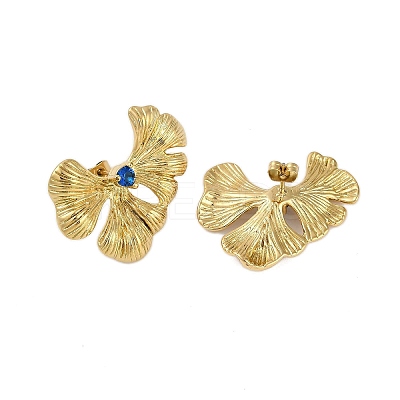 Ion Plating(IP) 304 Stainless Steel Leaf Stud Earrings for Women EJEW-K281-28G-1