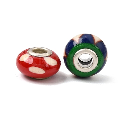 Handmade Polymer Clay Large Hole Rondelle European Beads LPDL-L003-01-1