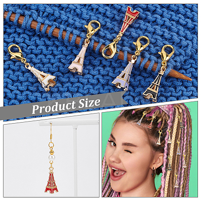 Alloy Enamel 3D Eiffel Tower Pendant Locking Stitch Markers HJEW-PH01866-1