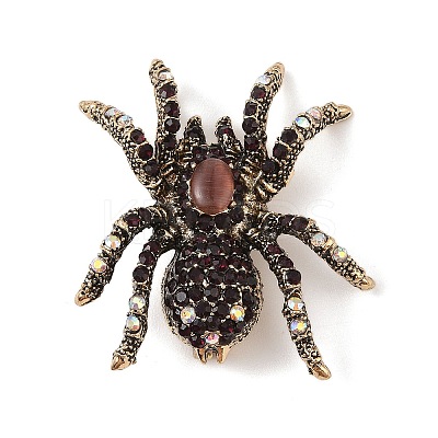 Holloween Spider Alloy Rhinestone Brooches JEWB-S023-02A-1