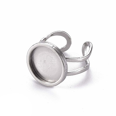 Tarnish Resistant 201 Stainless Steel Cuff Ring Findings STAS-S080-040C-P-1