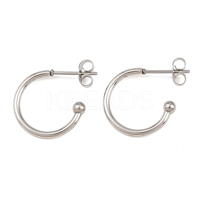 C-Shaped 304 Stainless Steel Stud Earrings EJEW-Z154-01P-02-1