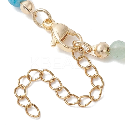 Natural Aquamarine & Sodalite & Green Aventurine Round Cube and Natural Pearl Rice Beaded Necklaces NJEW-JN05868-01-1