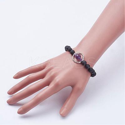 Natural Lava Rock Beads Stretch Bracelets BJEW-JB02838-1