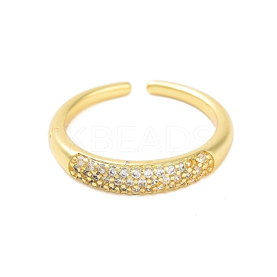 Brass Pave Cubic Zirconia Cuff Rings RJEW-U012-03G-04-1