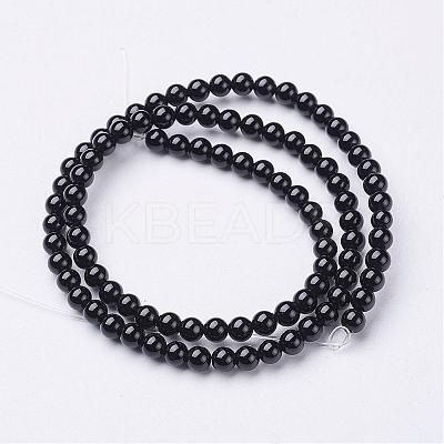 Natural Black Onyx Round Beads Strands GSR4mmC097-1