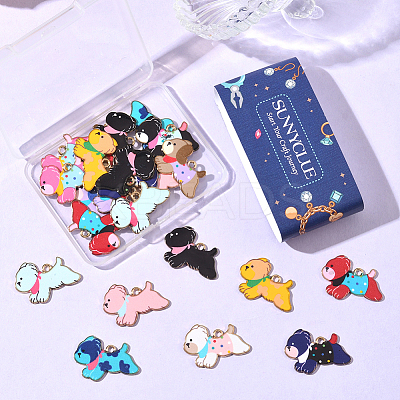 24Pcs 12 Colors Zinc Alloy Enamel Pendants ENAM-SC0007-28-1