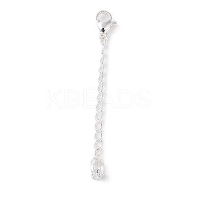 Brass Micro Pave Clear Cubic Zirconia Chain Extender KK-G491-52A-S-1