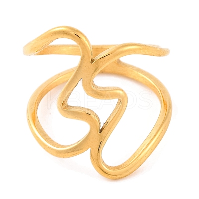 Ion Plating(IP) 304 Stainless Steel Wave Finger Rings for Women RJEW-S414-30B-G-1