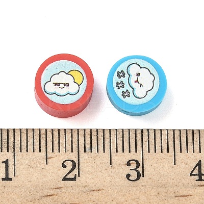 Printed Handmade Polymer Clay Beads CLAY-I016-08B-1