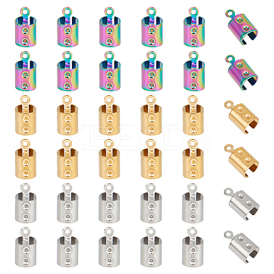 72Pcs 3 Colors Ion Plating(IP) 304 Stainless Steel Folding Crimp Ends STAS-UN0049-17-1
