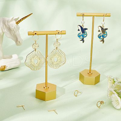 60Pcs 2 Styles Ring & Rectangle Shape Brass Stud Earring Findings DIY-CN0002-59-1